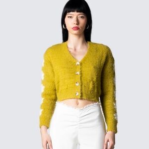 Finesse Daria Green Fuzzy Cardigan NWT